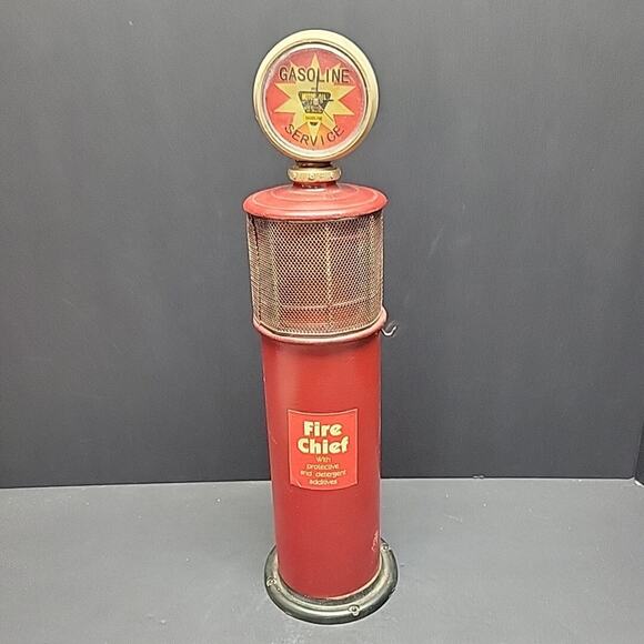 Fire Chief Metal Gas Pump Vintage W/CLOCK and Second hand COIN BANK Works - Picture 1 of 10